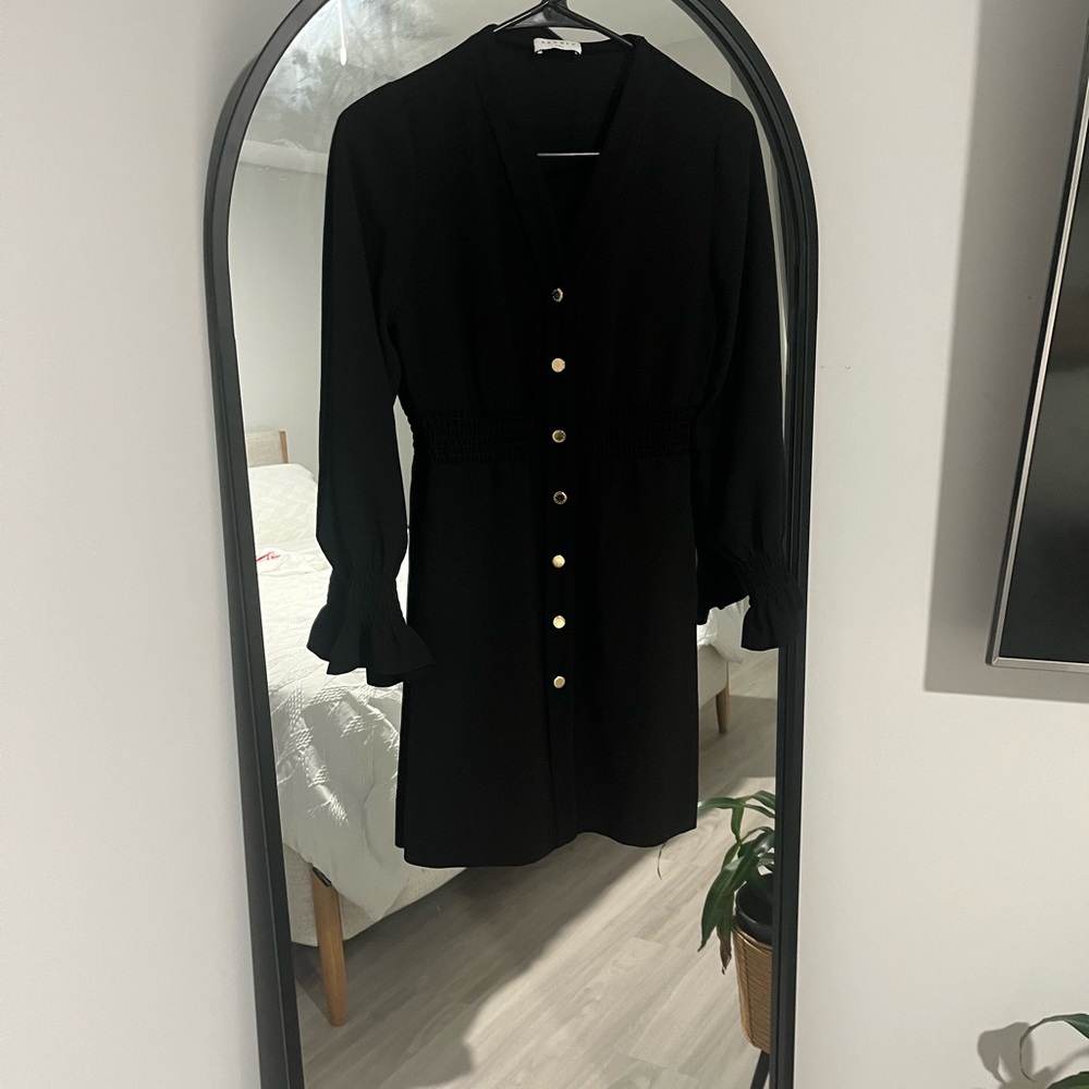 Sandro Paris Elegant Black Button-Up Dress